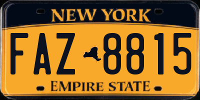 NY license plate FAZ8815