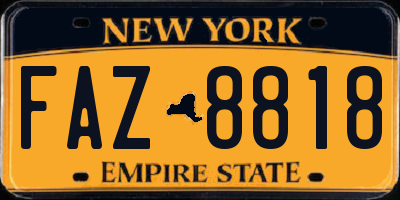 NY license plate FAZ8818