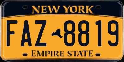 NY license plate FAZ8819