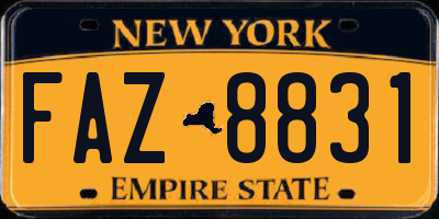 NY license plate FAZ8831