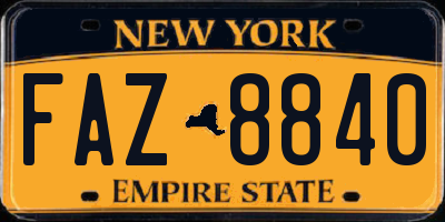 NY license plate FAZ8840
