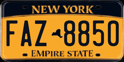 NY license plate FAZ8850
