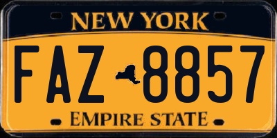 NY license plate FAZ8857