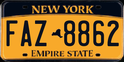 NY license plate FAZ8862