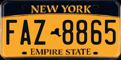 NY license plate FAZ8865
