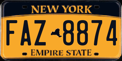 NY license plate FAZ8874
