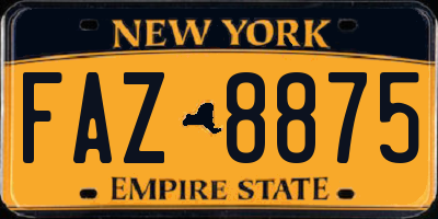 NY license plate FAZ8875