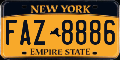 NY license plate FAZ8886