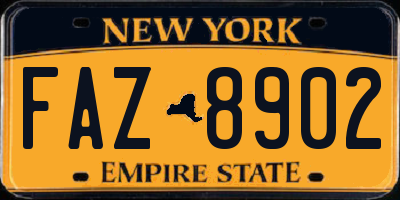 NY license plate FAZ8902