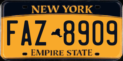 NY license plate FAZ8909