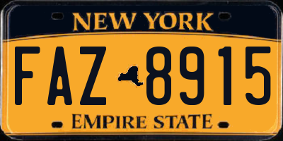 NY license plate FAZ8915