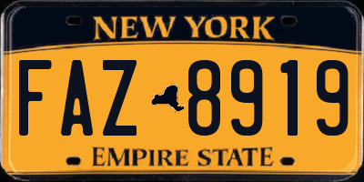 NY license plate FAZ8919