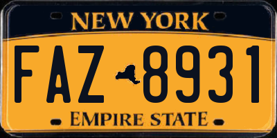 NY license plate FAZ8931