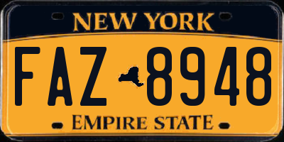 NY license plate FAZ8948