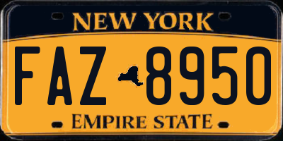 NY license plate FAZ8950