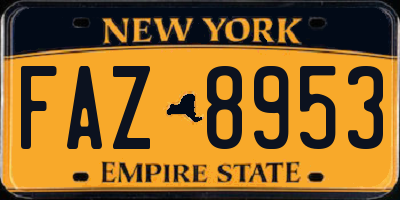 NY license plate FAZ8953