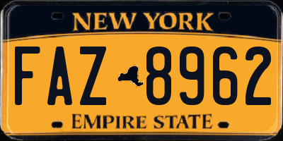 NY license plate FAZ8962