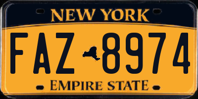 NY license plate FAZ8974