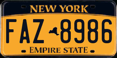 NY license plate FAZ8986