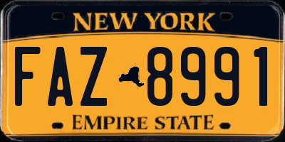 NY license plate FAZ8991