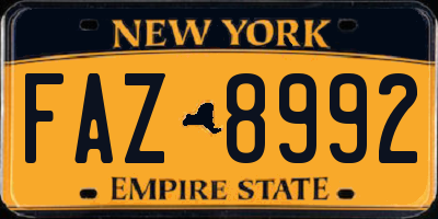 NY license plate FAZ8992