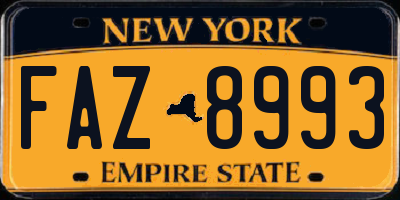 NY license plate FAZ8993