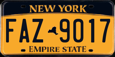 NY license plate FAZ9017