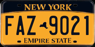NY license plate FAZ9021