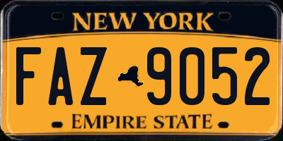 NY license plate FAZ9052