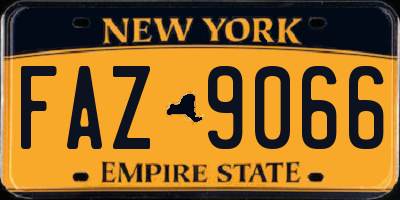 NY license plate FAZ9066