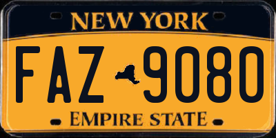 NY license plate FAZ9080