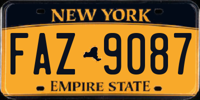 NY license plate FAZ9087