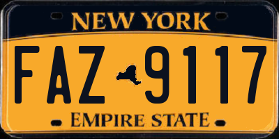 NY license plate FAZ9117