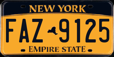 NY license plate FAZ9125