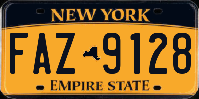 NY license plate FAZ9128