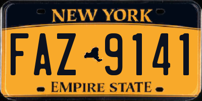 NY license plate FAZ9141