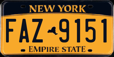 NY license plate FAZ9151