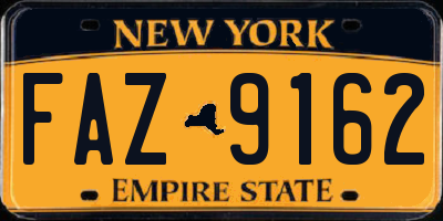 NY license plate FAZ9162