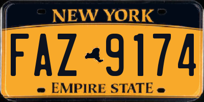 NY license plate FAZ9174