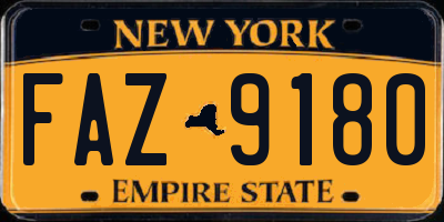 NY license plate FAZ9180