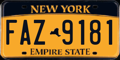 NY license plate FAZ9181