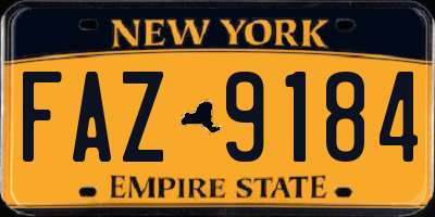 NY license plate FAZ9184