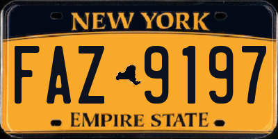 NY license plate FAZ9197