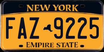 NY license plate FAZ9225