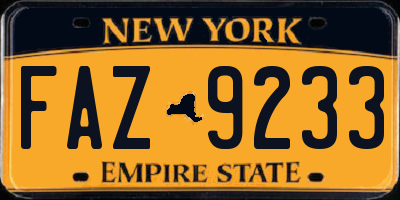 NY license plate FAZ9233