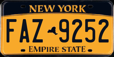 NY license plate FAZ9252