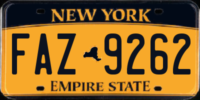 NY license plate FAZ9262