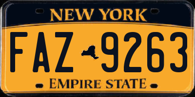 NY license plate FAZ9263