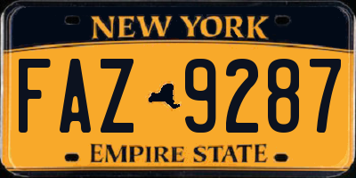 NY license plate FAZ9287