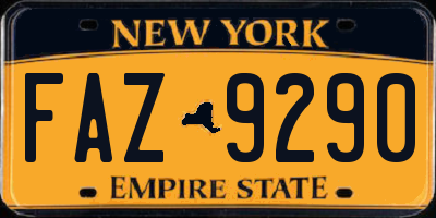 NY license plate FAZ9290